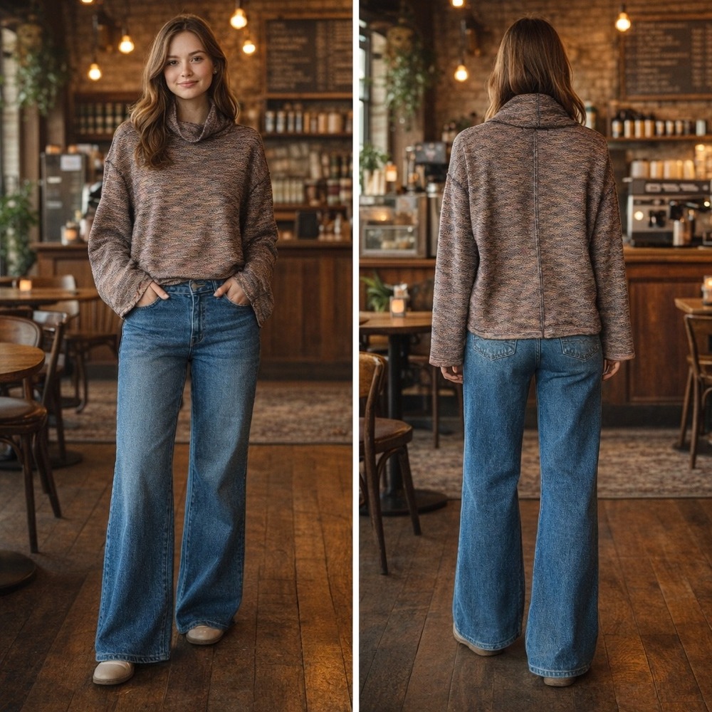 We The Free Marled Cowl Neck Cozy Boho Chic Oversized Sweater Multicolor Small